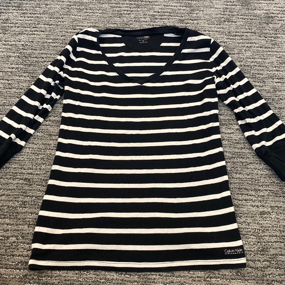 Calvin Klein striped long sleeved top- fair condition performance product - Picture 1 of 3